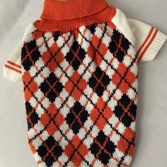 Pet Dog Cat Argyle Knitted Winter Sweater - Picture 9 of 12